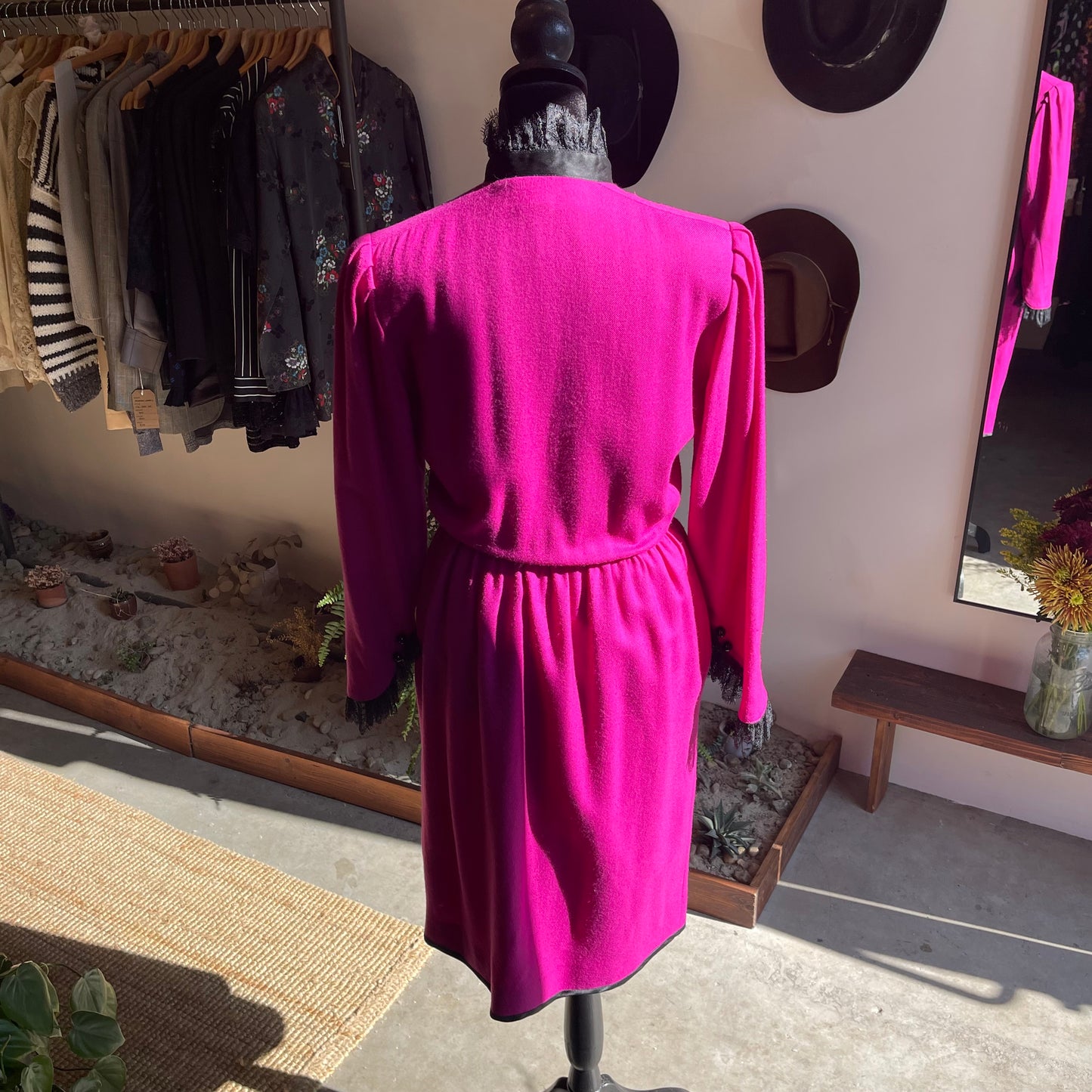 1980s Vintage Emanuel Ungaro Paris Wool Lace Dress