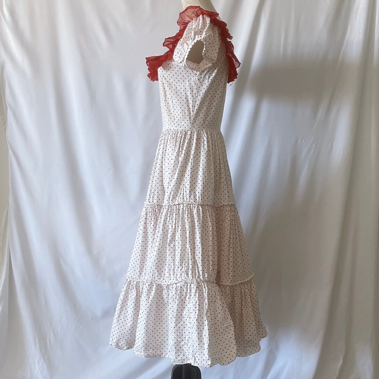 Vintage Cotton Polka Dot Dress Full Circle 1940s