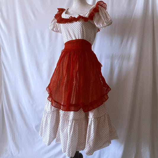 Vintage Cotton Polka Dot Dress Full Circle 1940s