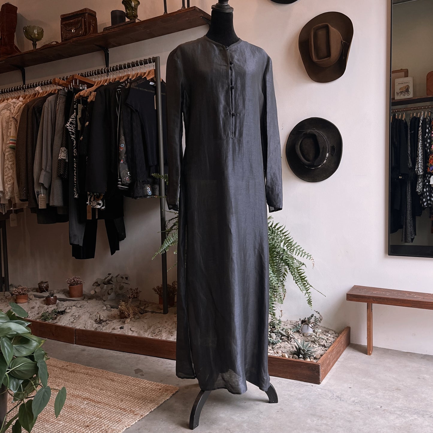 1980s Vintage Armani Mandarin Collar Coat Dress