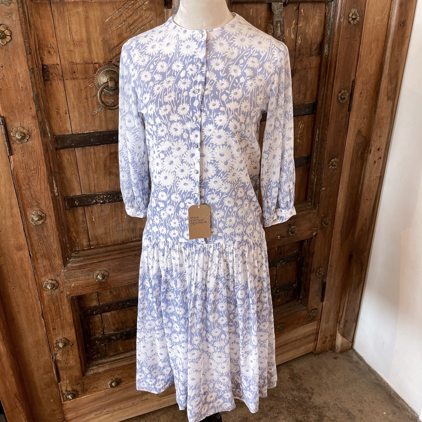 1980s Vintage Jaeger Daisy Cotton Dress