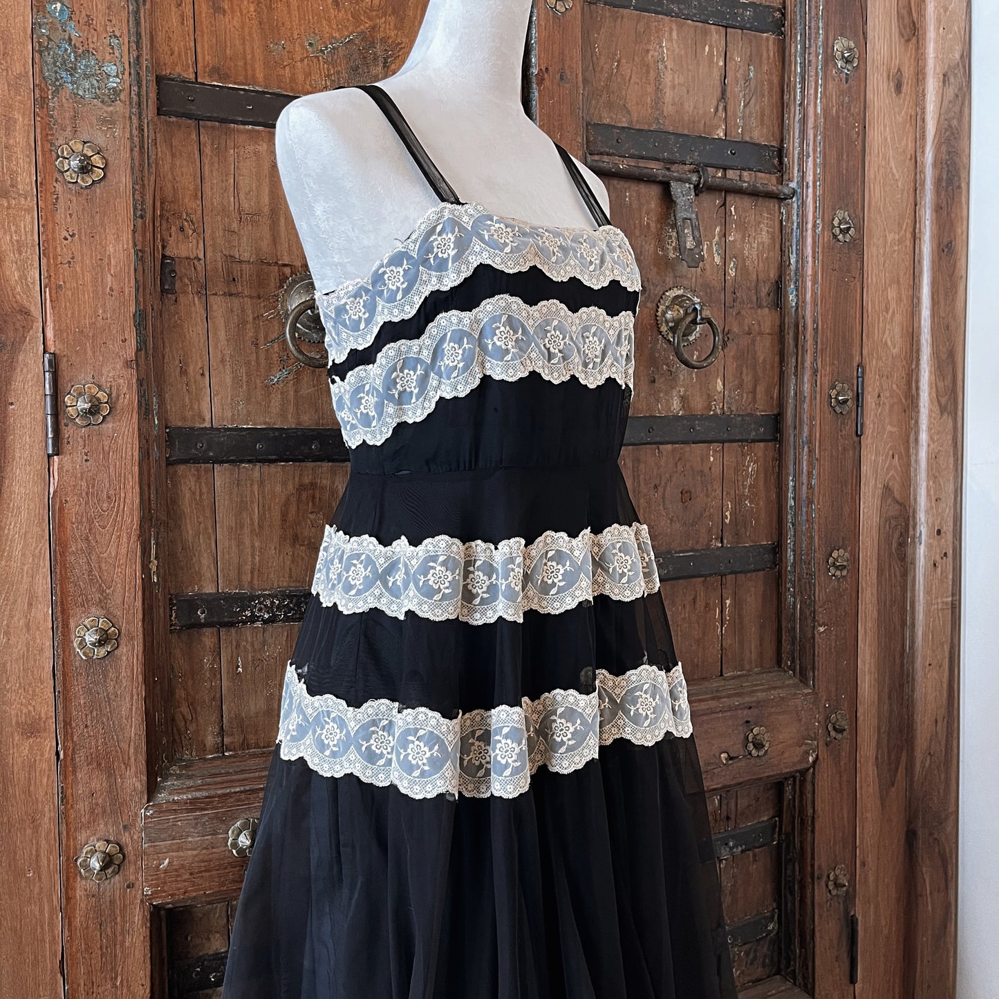 Antique Vintage Chiffon Lace Gown