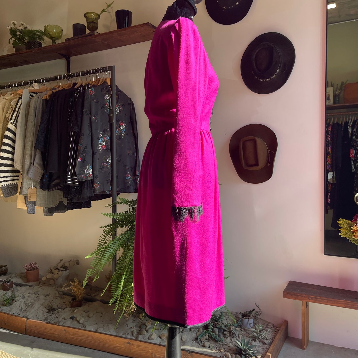 1980s Vintage Emanuel Ungaro Paris Wool Lace Dress