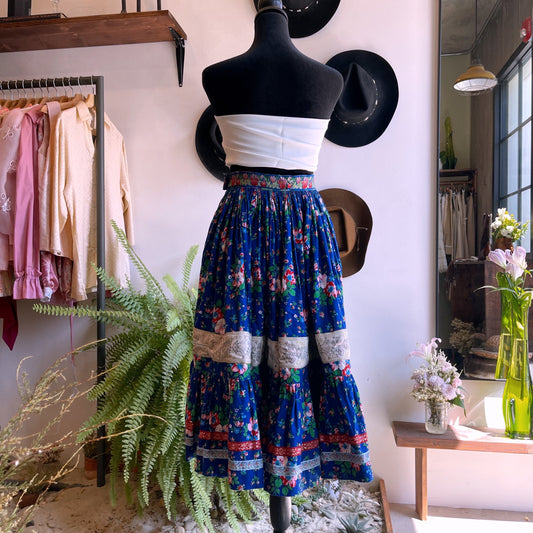 70’s Vintage Handmade Floral Prairie Skirt