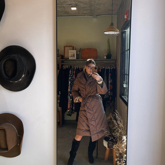 Vintage Bill Blass Cacoon Down Quilted Brown Jacket