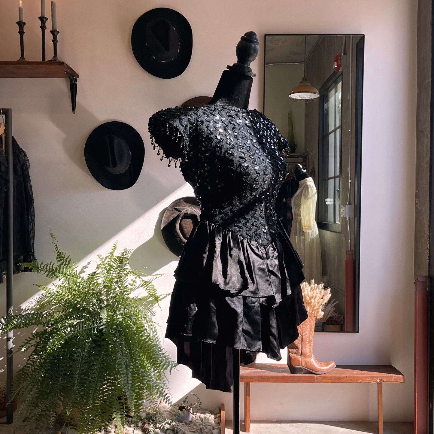 1980s Vintage Sequin Tiered Mini Dress