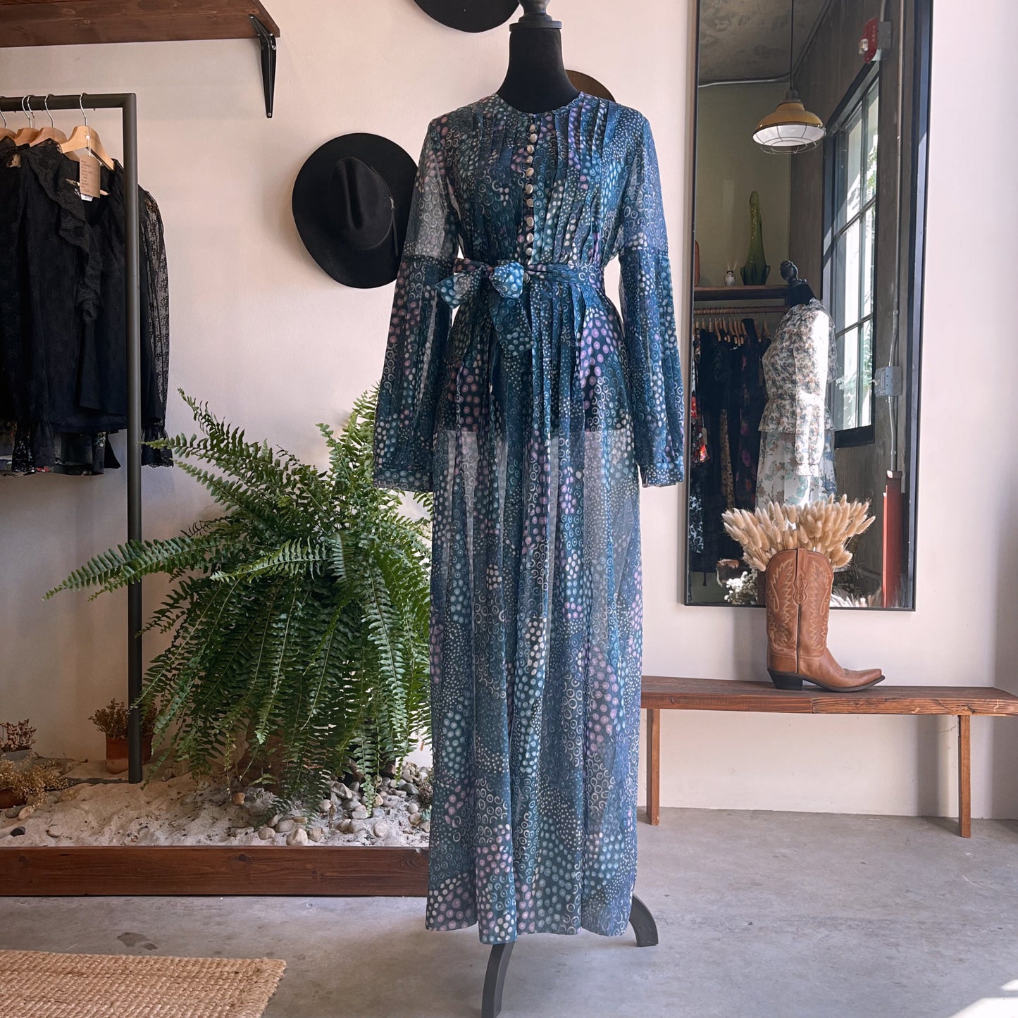 1970s Vintage Handmade Semi Sheer Dress