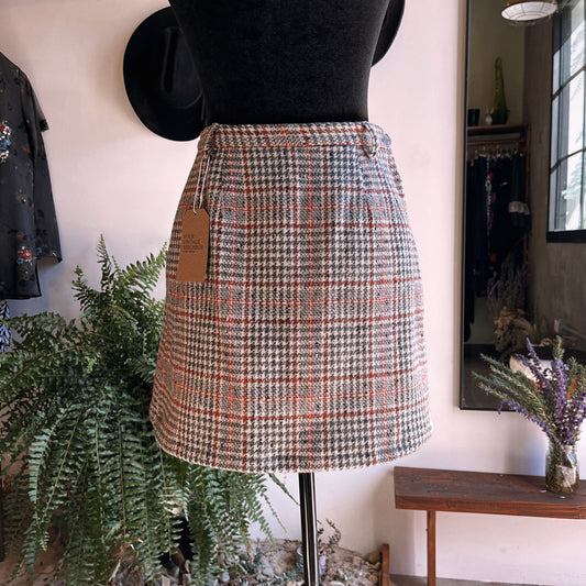 1960s Vintage Plaid Wool Mini Skirt