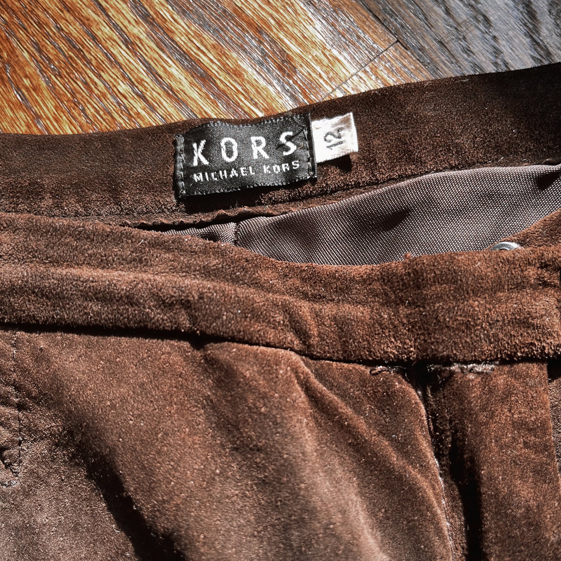 Vintage Michael Kors Suede Leather High Waisted Trouser 90’s Italian - SHOP EZRA