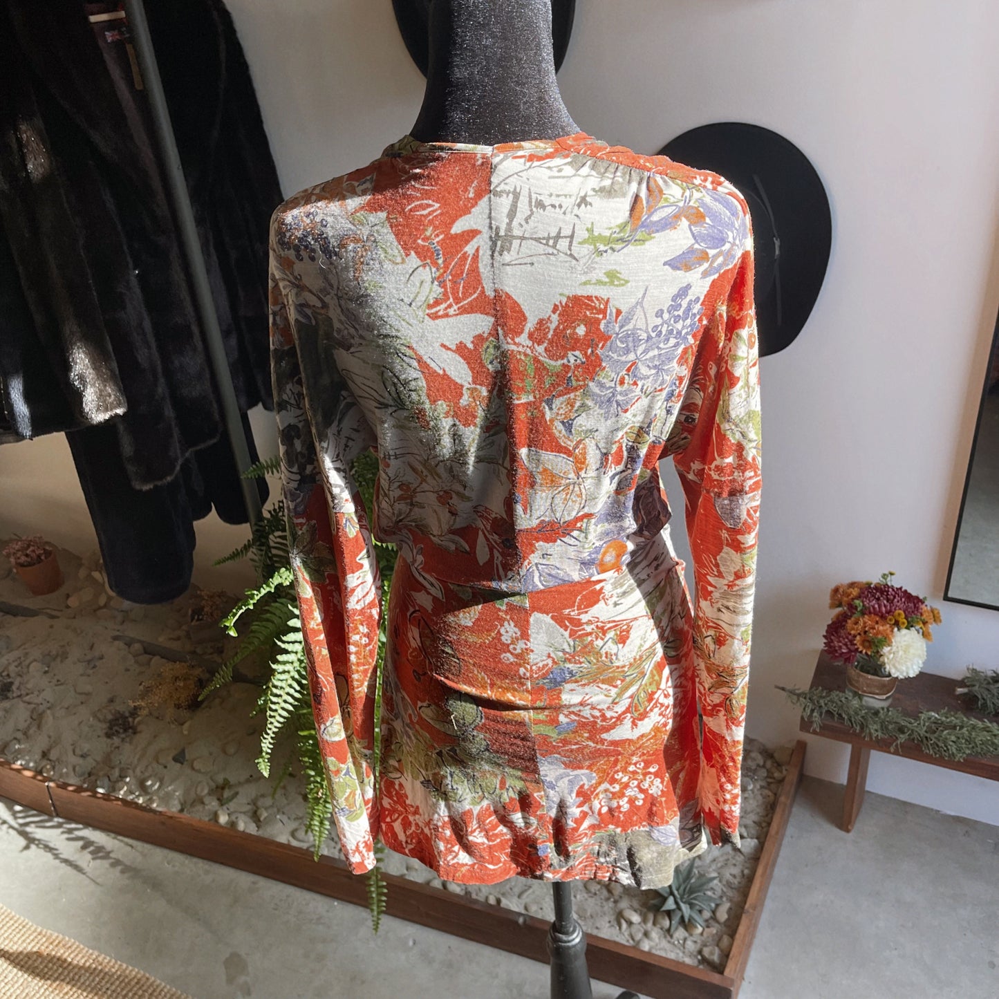 Vintage Etro Italy Floral Wool Blend Dress