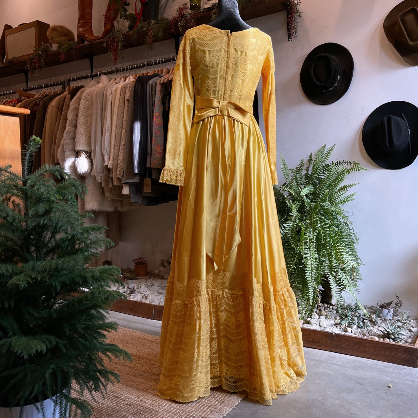 1960s Vintage Satin and Lace Gown