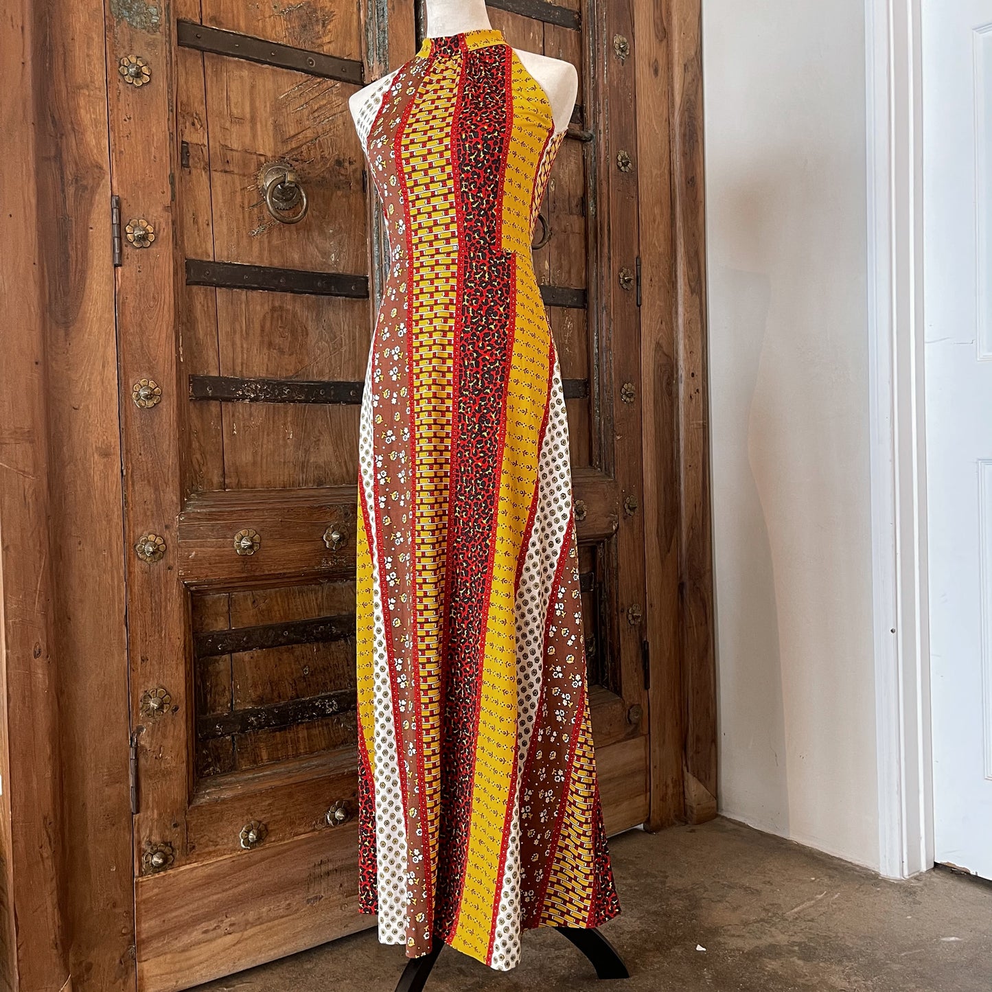 1970s Vintage Handmade Print Boho Dress