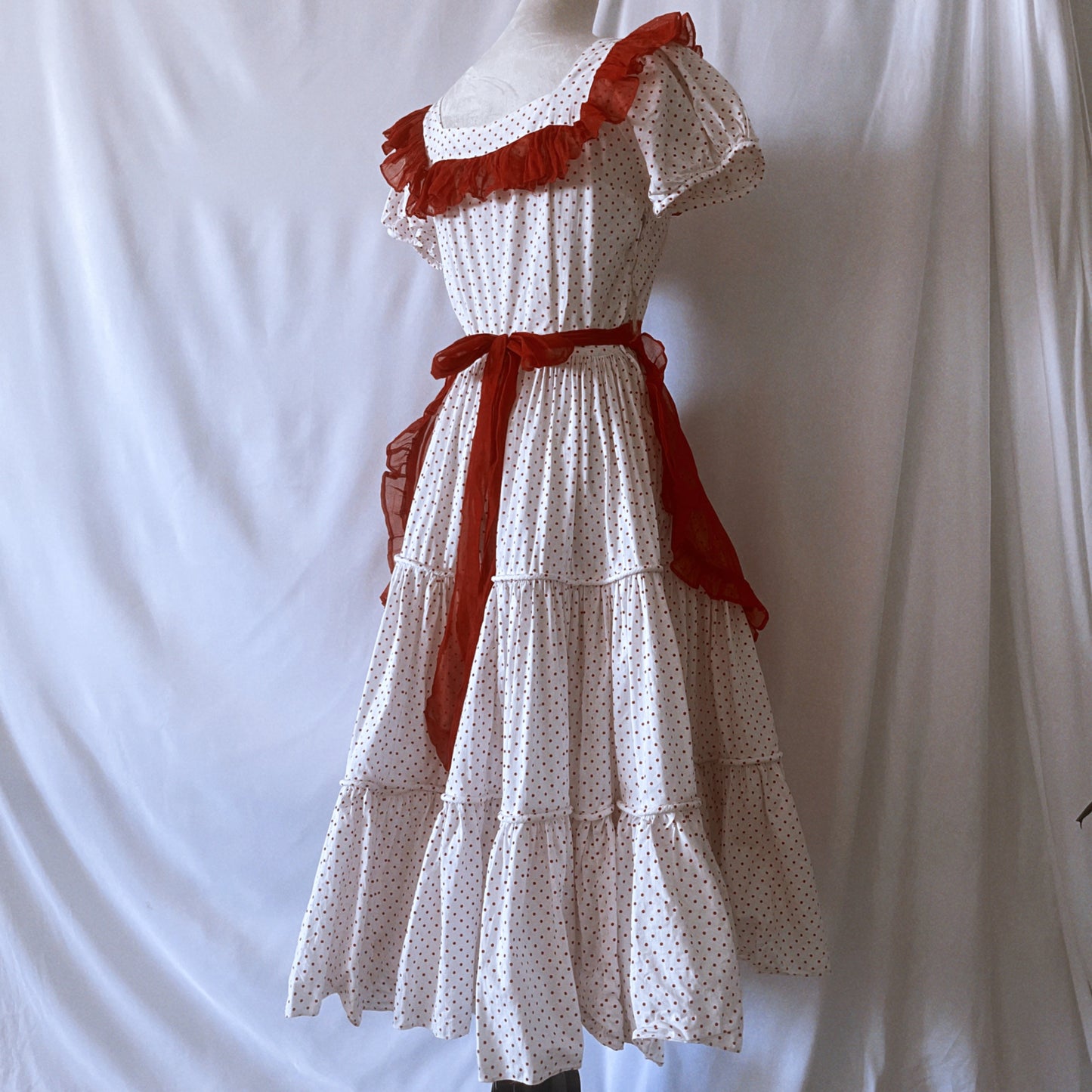 Vintage Cotton Polka Dot Dress Full Circle 1940s