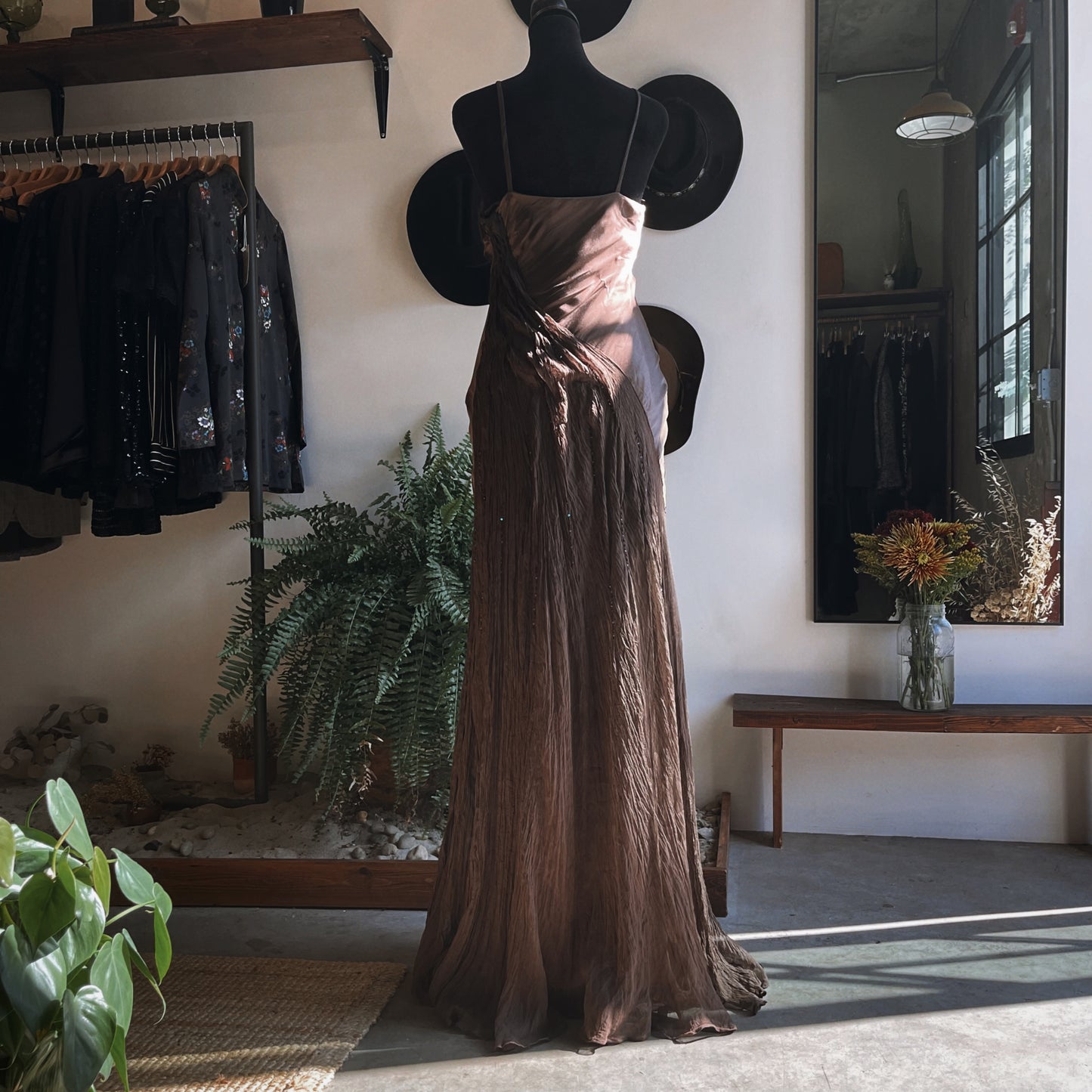 1990s Vintage Nina Austin Silk Beaded Gown