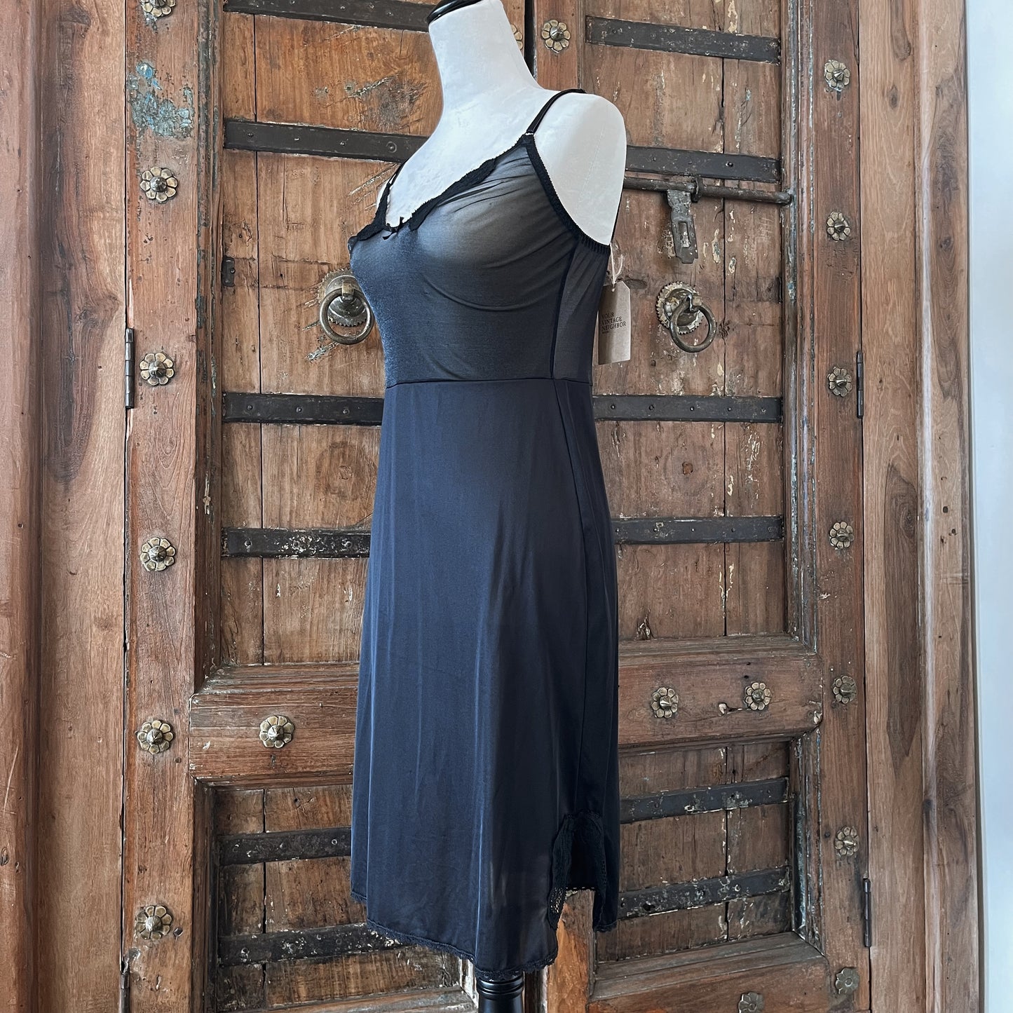 1970s Vintage Yves Saint Laurent Slip Dress in Black