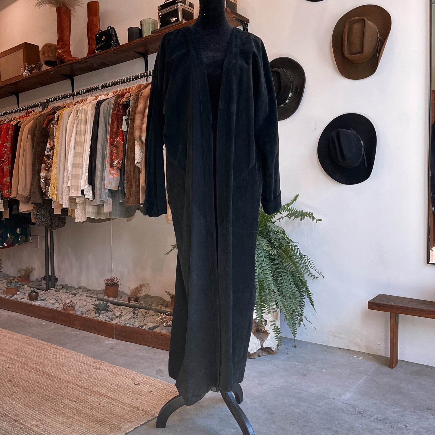 Vintage Suede Trench in Black