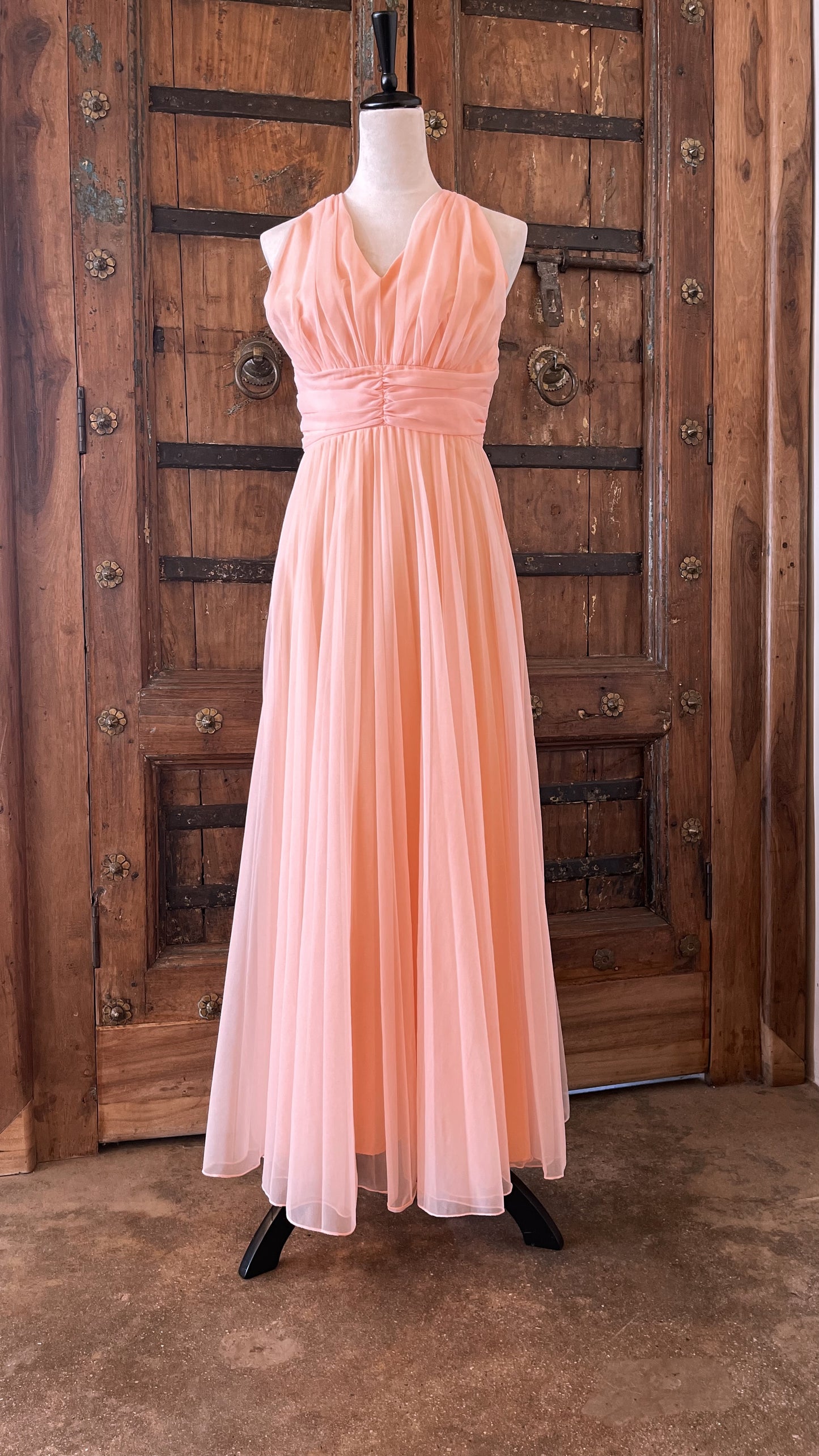 1960s Vintage Chiffon Layered Sylvia Ann Dress with Cape