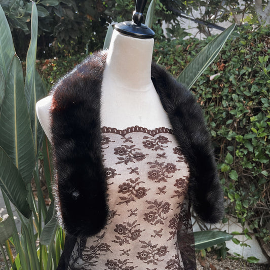 Vintage Mink Fur Collar Black