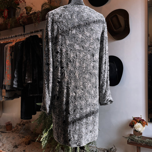 1990s Vintage Oleg Cassini Silk Beaded Top