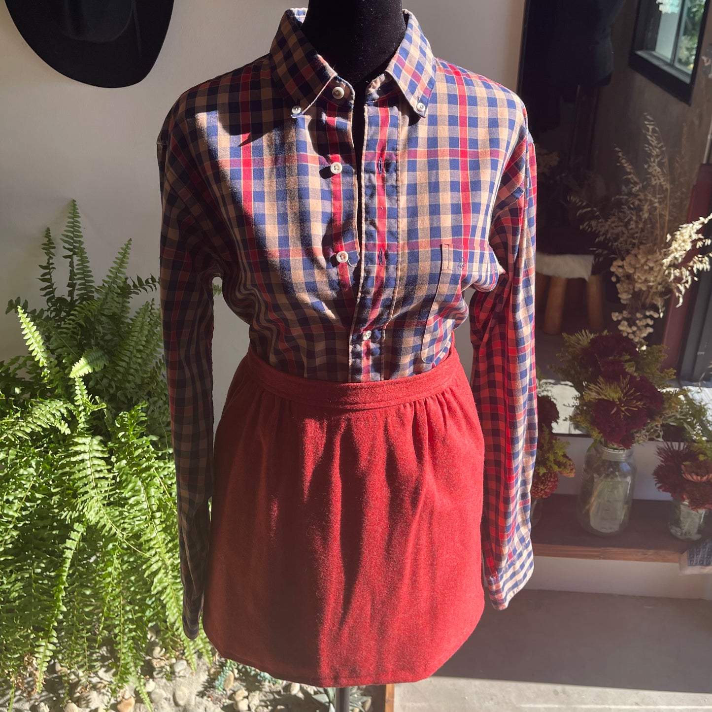 1960s Vintage Wool Mini Skirt with Matching Hair Scrunchy and Purse