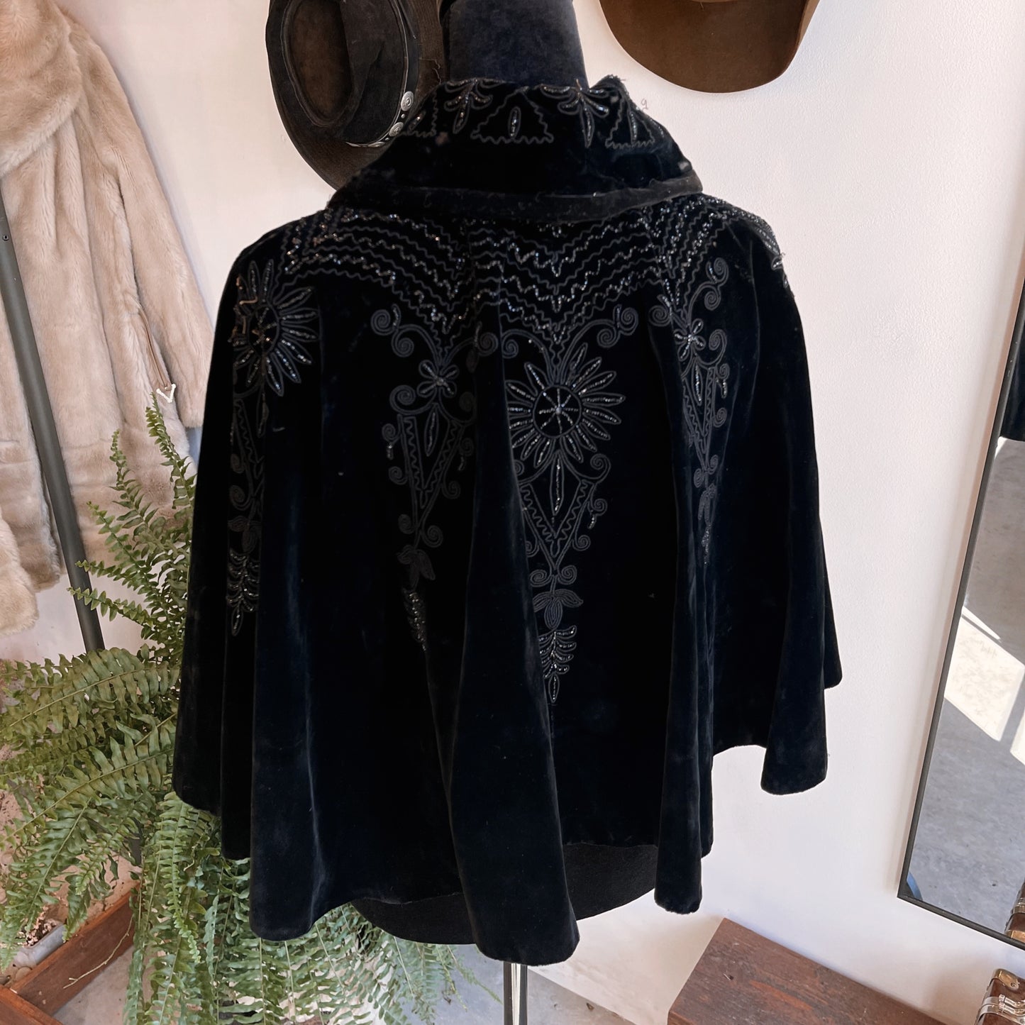 Antique Velvet Beaded Cape