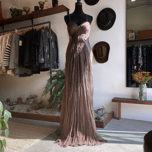 1990s Vintage Nina Austin Silk Beaded Gown