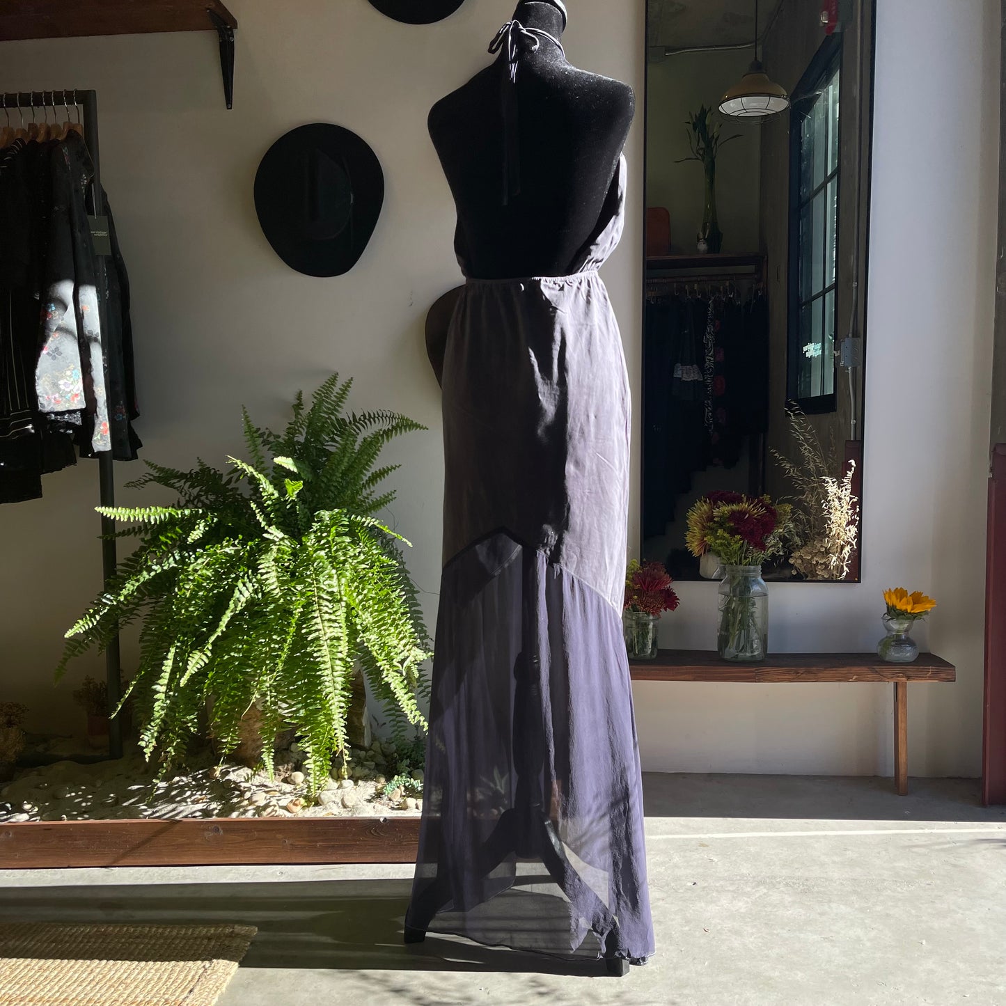 Custom Dyed Silk and Canvas Open Back Gown