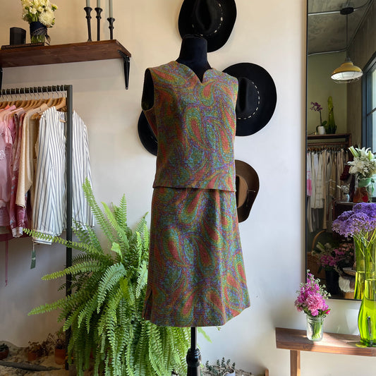 60s Vintage Young View Point Skirt Set M
