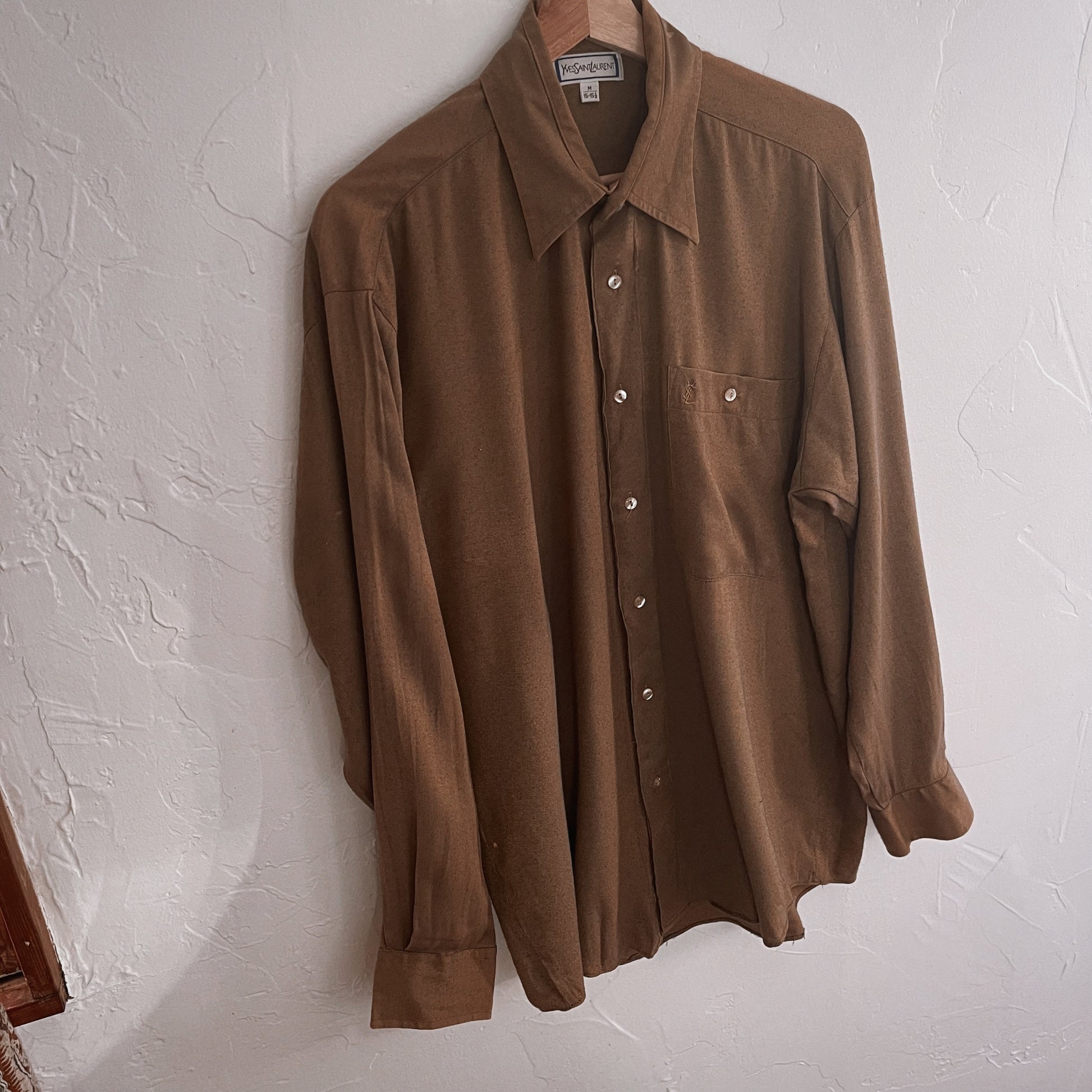 Vintage Yves Saint Laurent Button-Up Top with Embroidered YSL Pocket 80’s - SHOP EZRA
