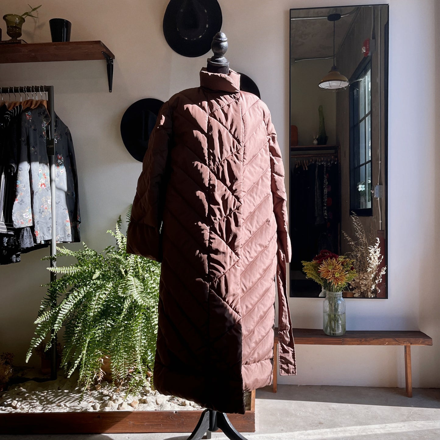 Vintage Bill Blass Cacoon Down Quilted Brown Jacket
