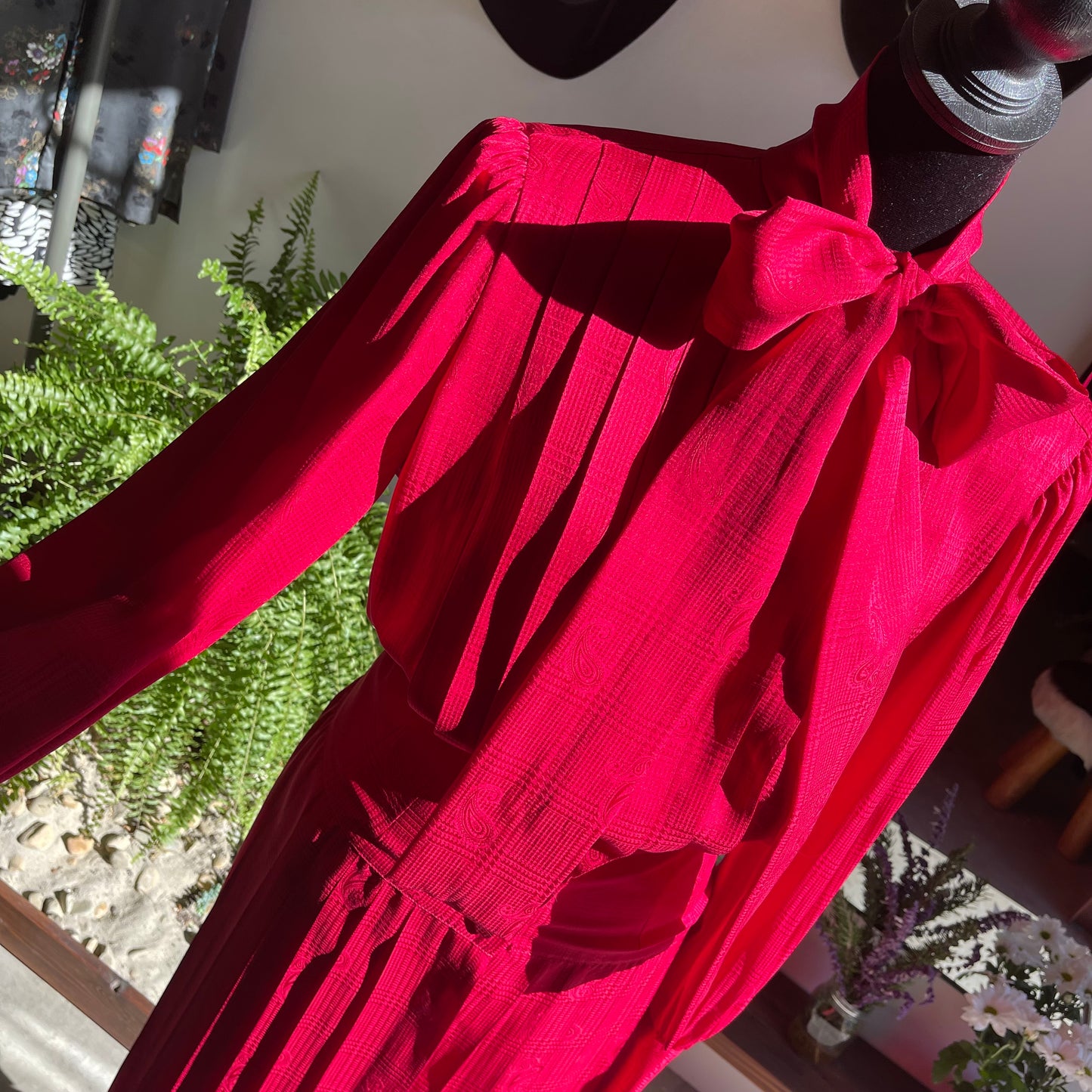 1970s Vintage Adele Simpson Silk Pleated Dress