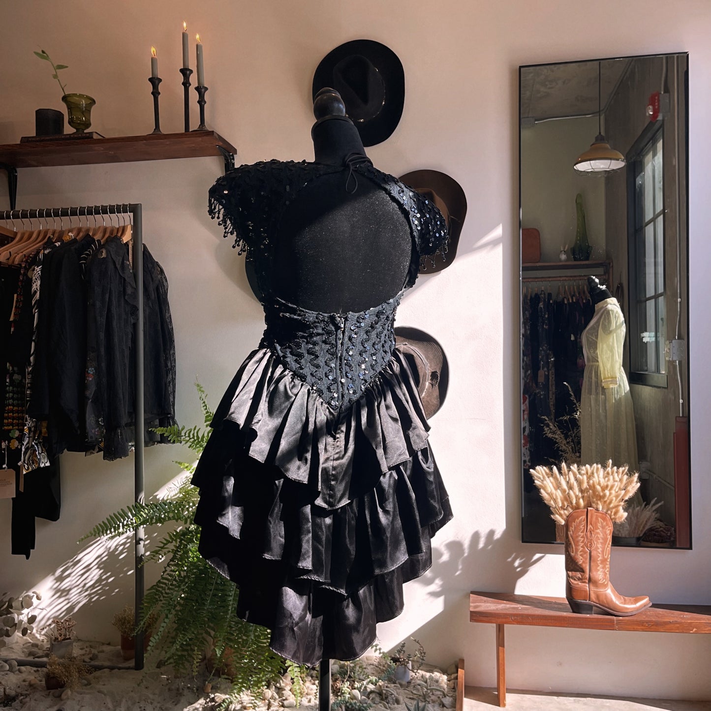 1980s Vintage Sequin Tiered Mini Dress