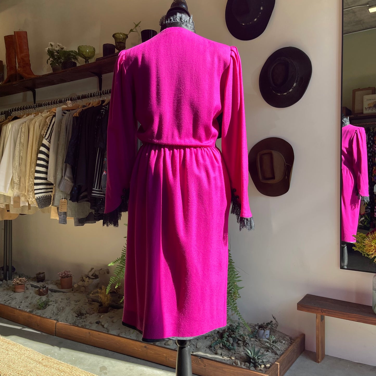 1980s Vintage Emanuel Ungaro Paris Wool Lace Dress