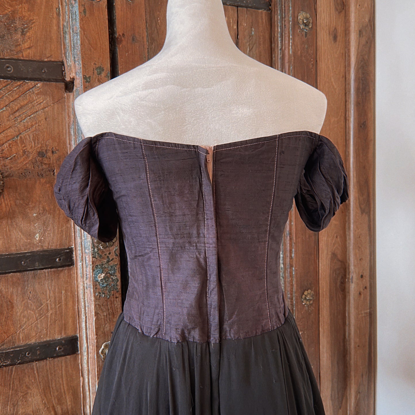 1980s Vintage Silk Babydoll Dress with Boning