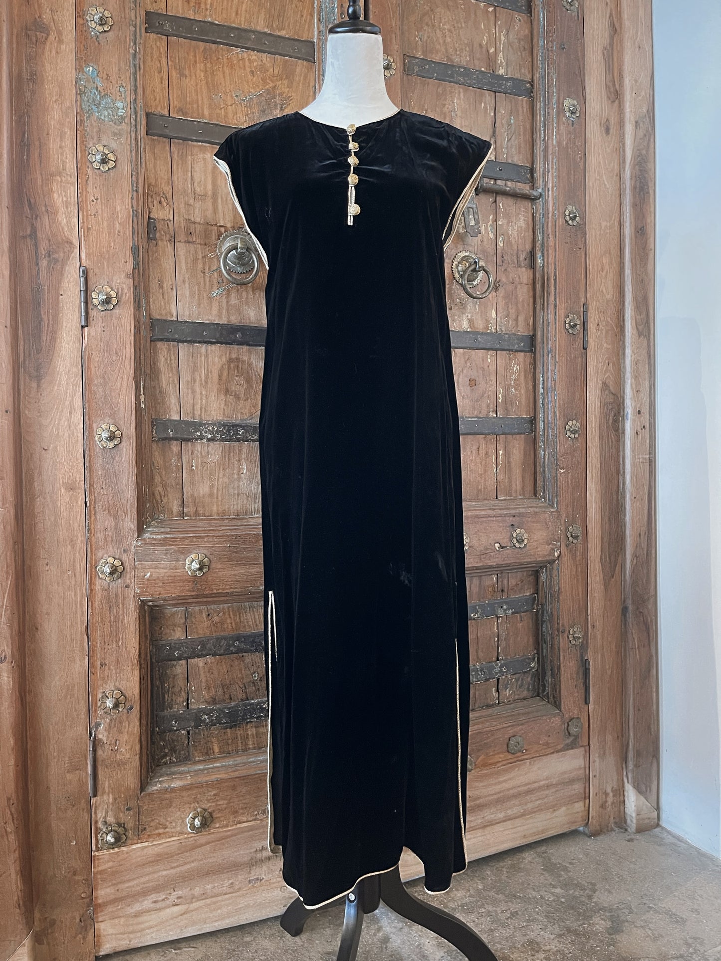 1970s Vintage Yves Saint Laurent Russian Collection Velvet Dress