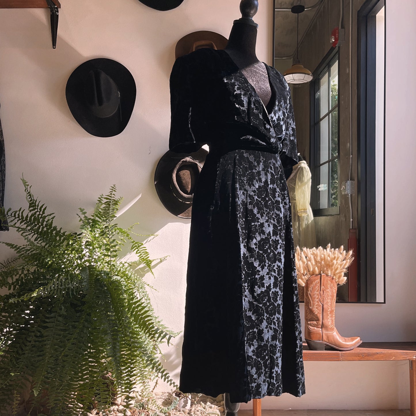 Antique Vintage Velvet Burnout Dress