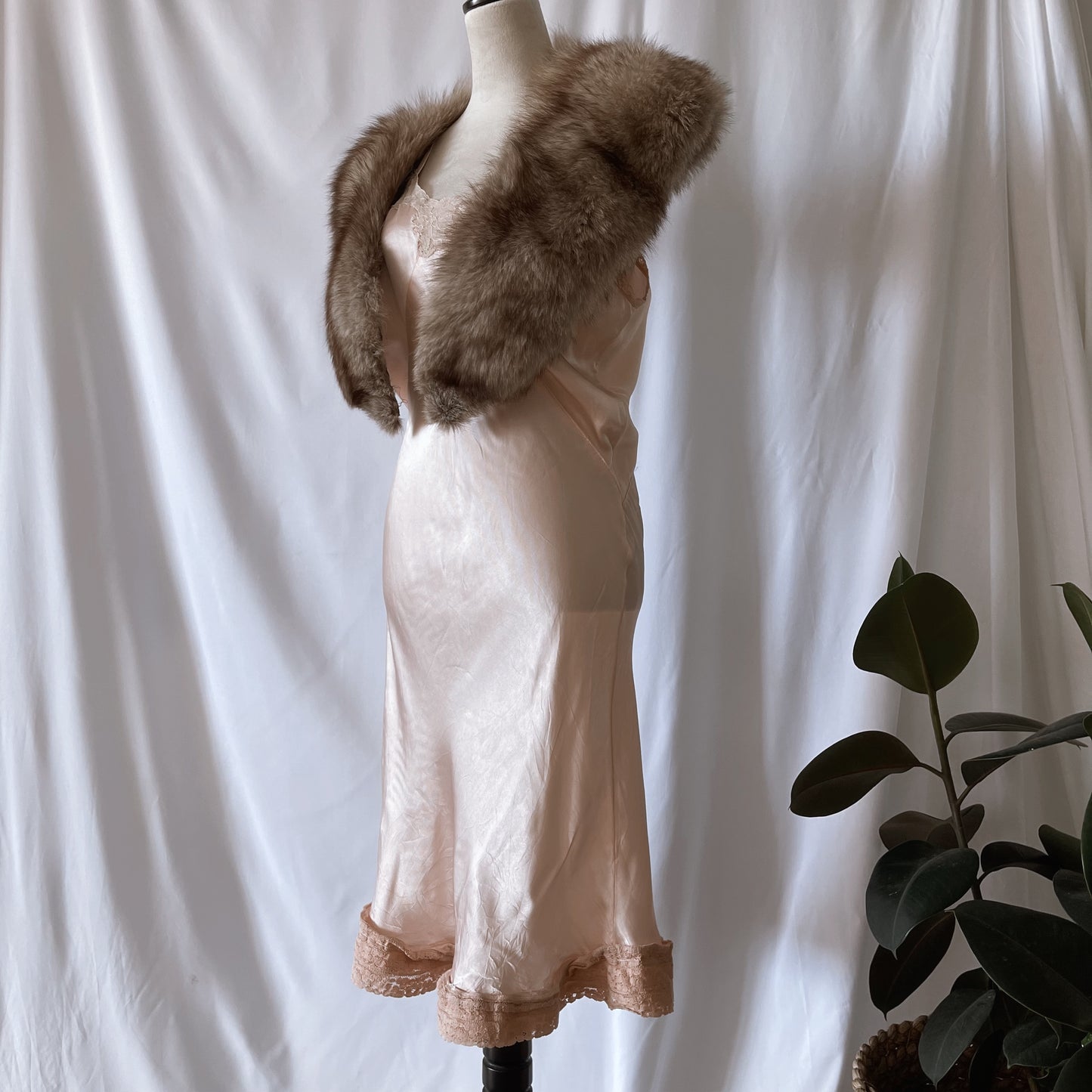 Antique Bias Cut Slip Dress 1930s