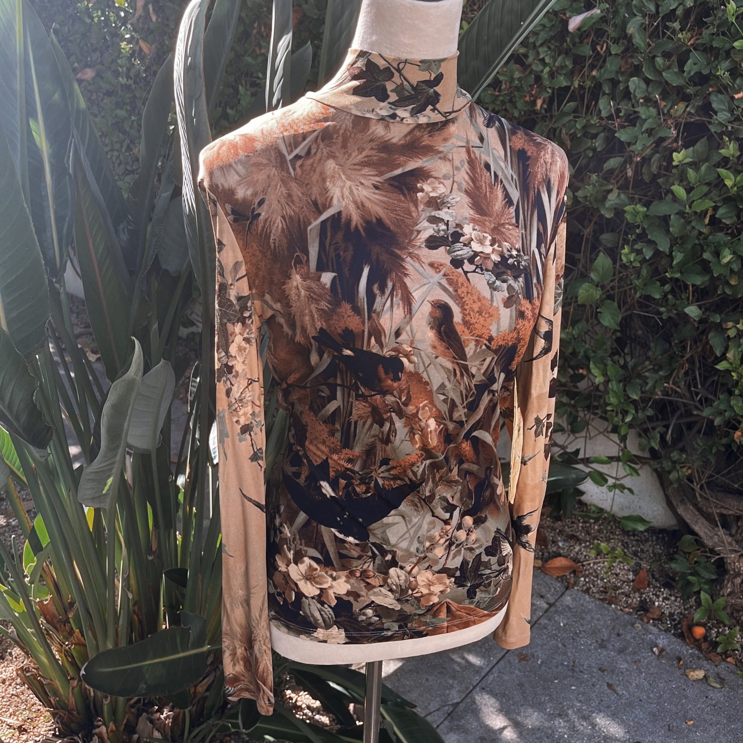 Vintage Jean Paul Gaultier Femme Mesh Knit Mock Neck Bird Top
