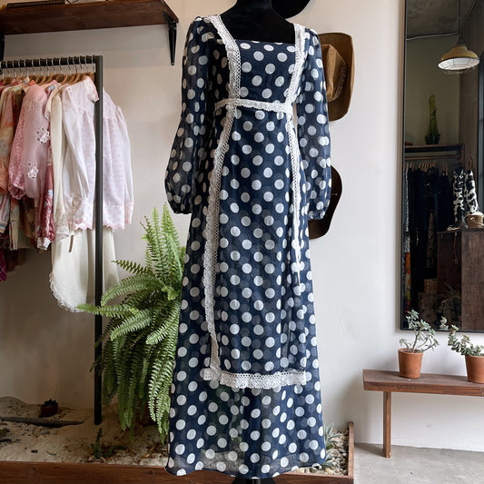 70’s Vintage Polka Dot Prairie Dress