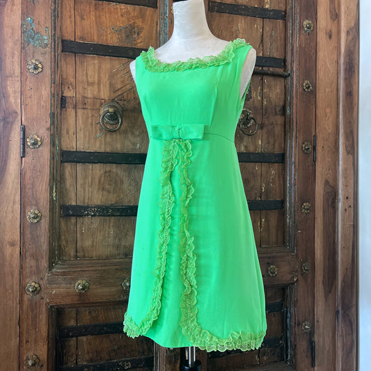 1960s Vintage Ruffle Bow Dress