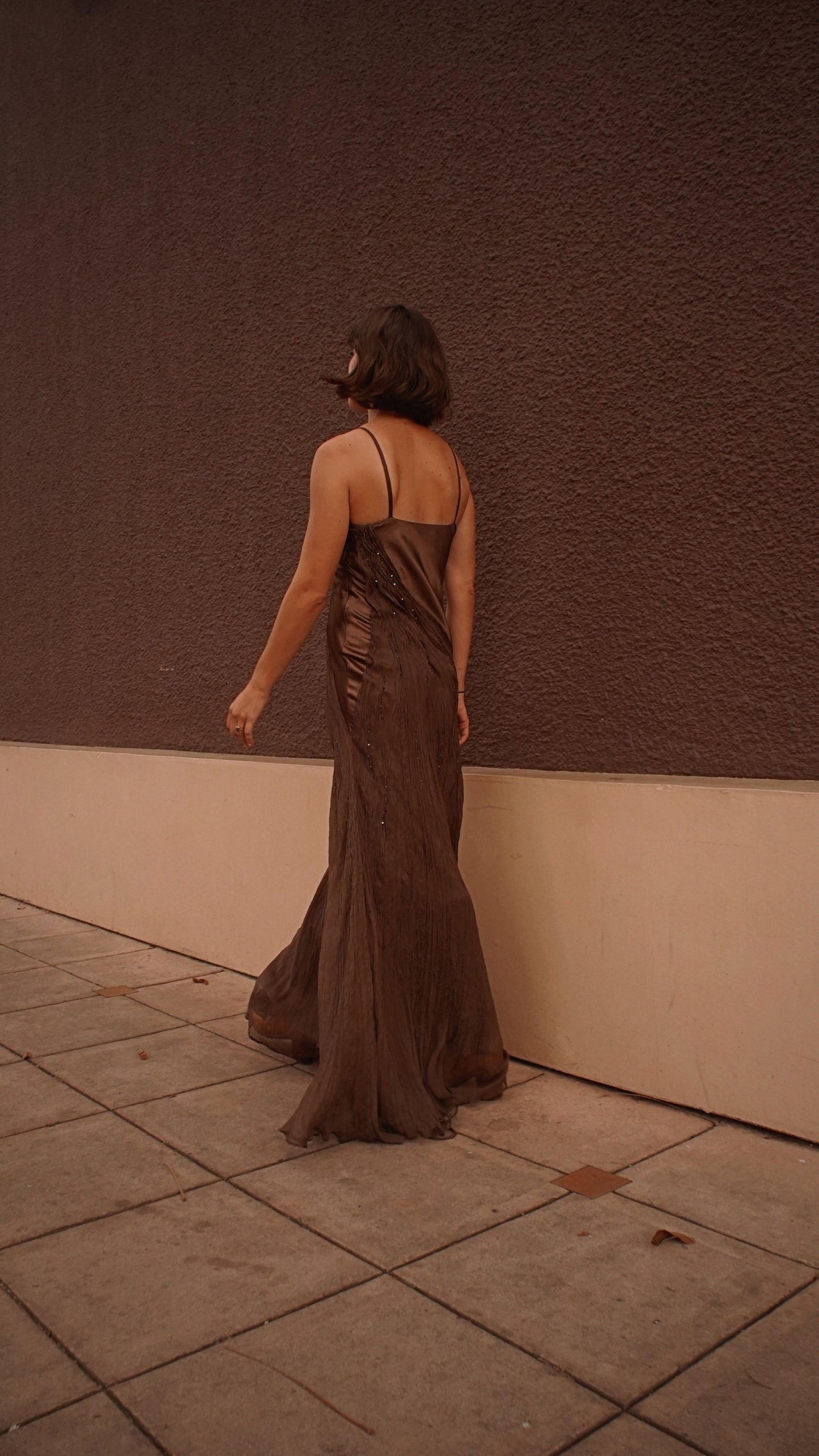 1990s Vintage Nina Austin Silk Beaded Gown