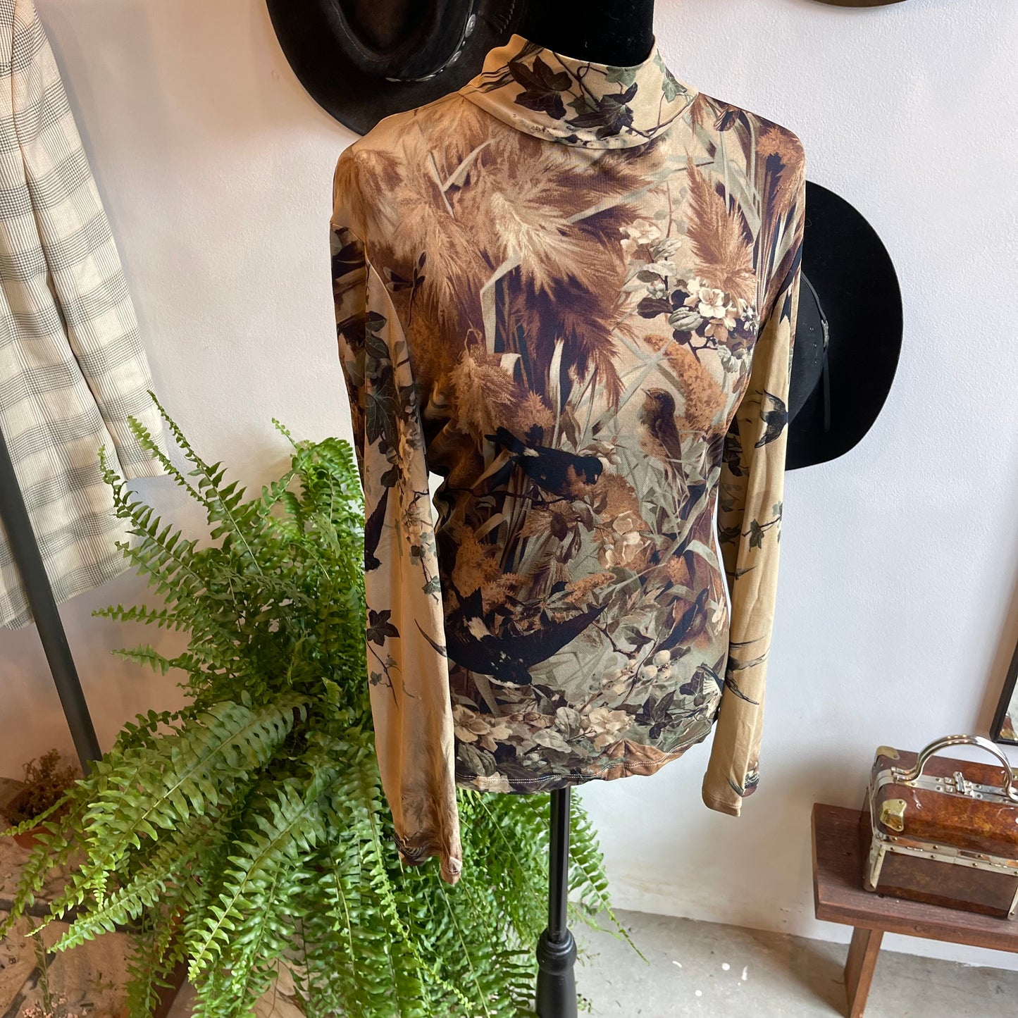 Vintage Jean Paul Gaultier Knit Mock Neck Bird Top