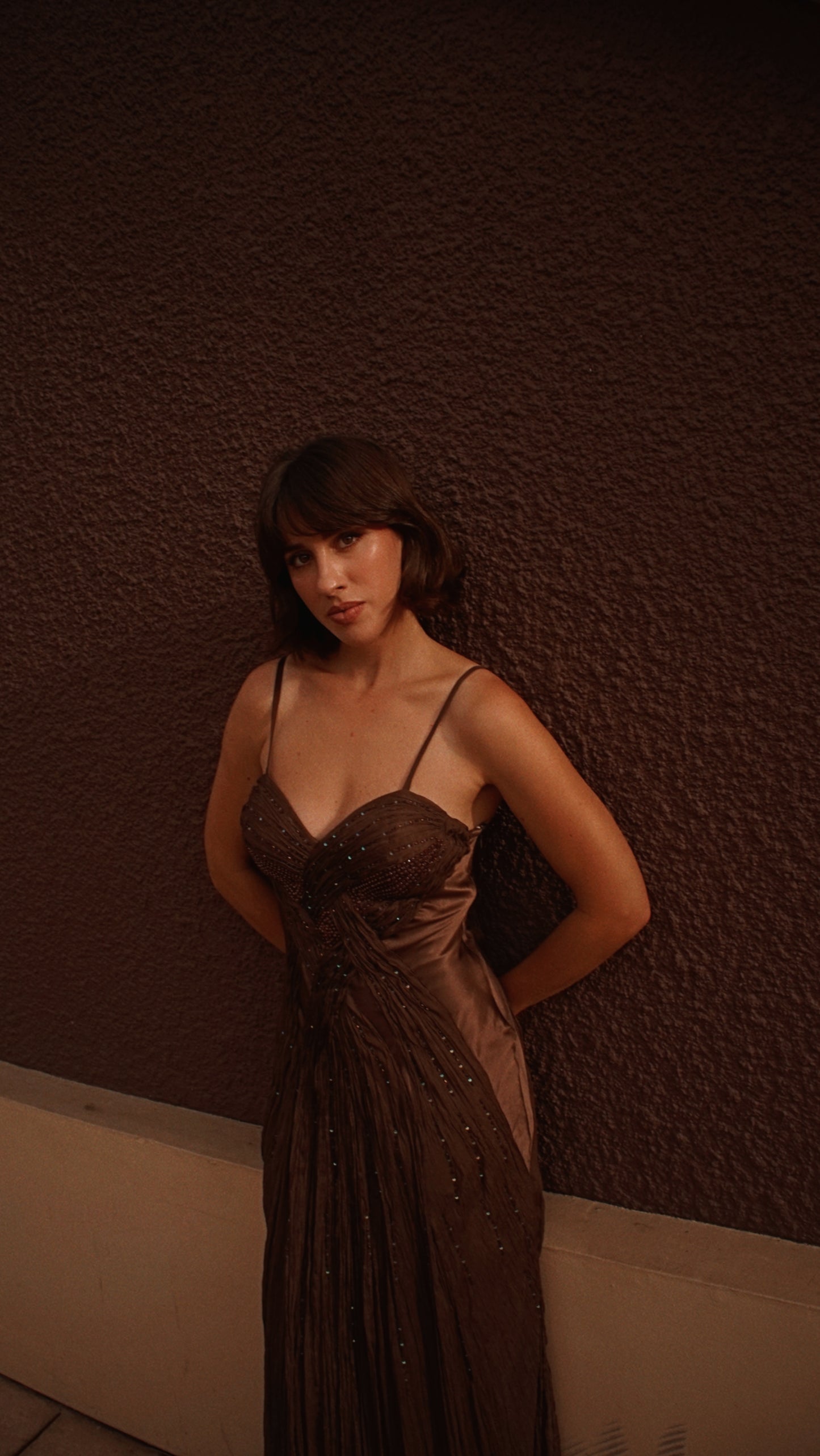 1990s Vintage Nina Austin Silk Beaded Gown