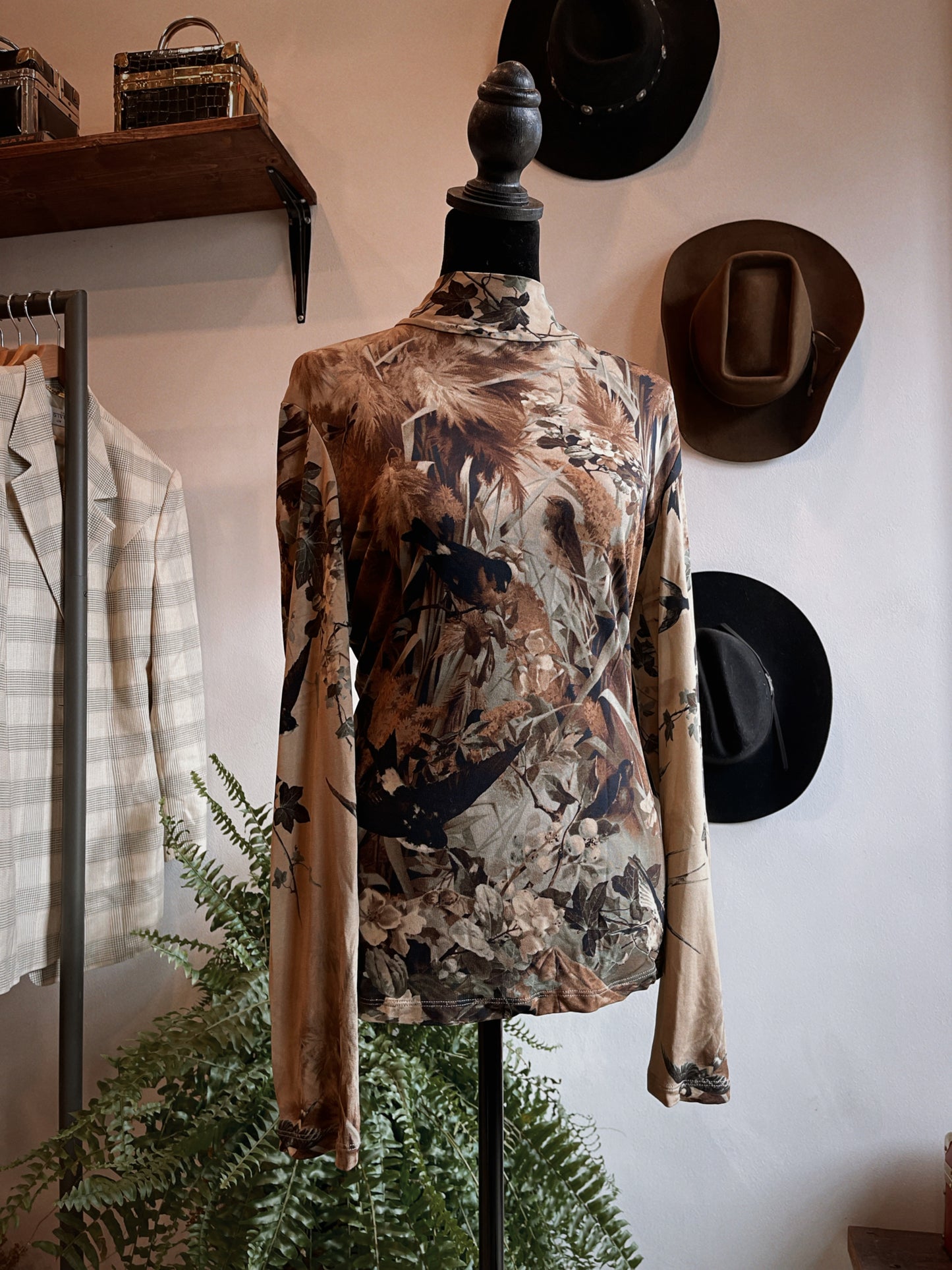 Vintage Jean Paul Gaultier Knit Mock Neck Bird Top