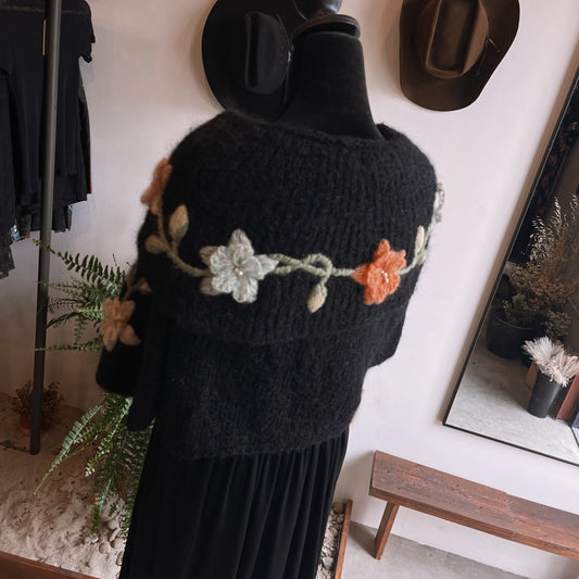 Vintage Wool Floral Embroidered Cardigan