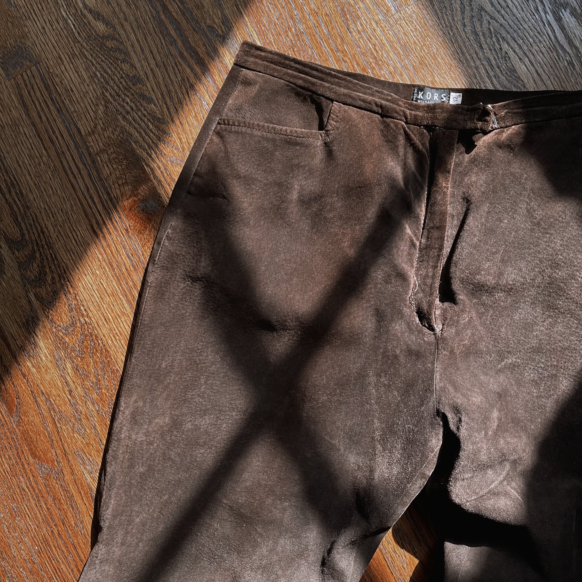 Vintage Michael Kors Suede Leather High Waisted Trouser 90’s Italian - SHOP EZRA