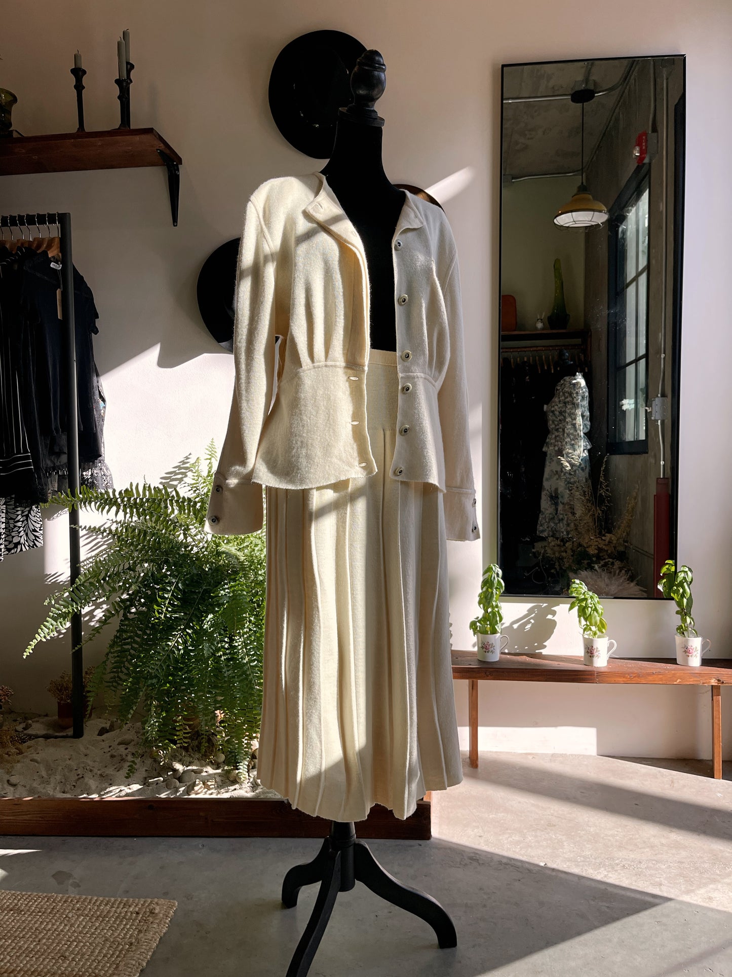 1980s Vintage Rodier Paris Knit Skirt Set
