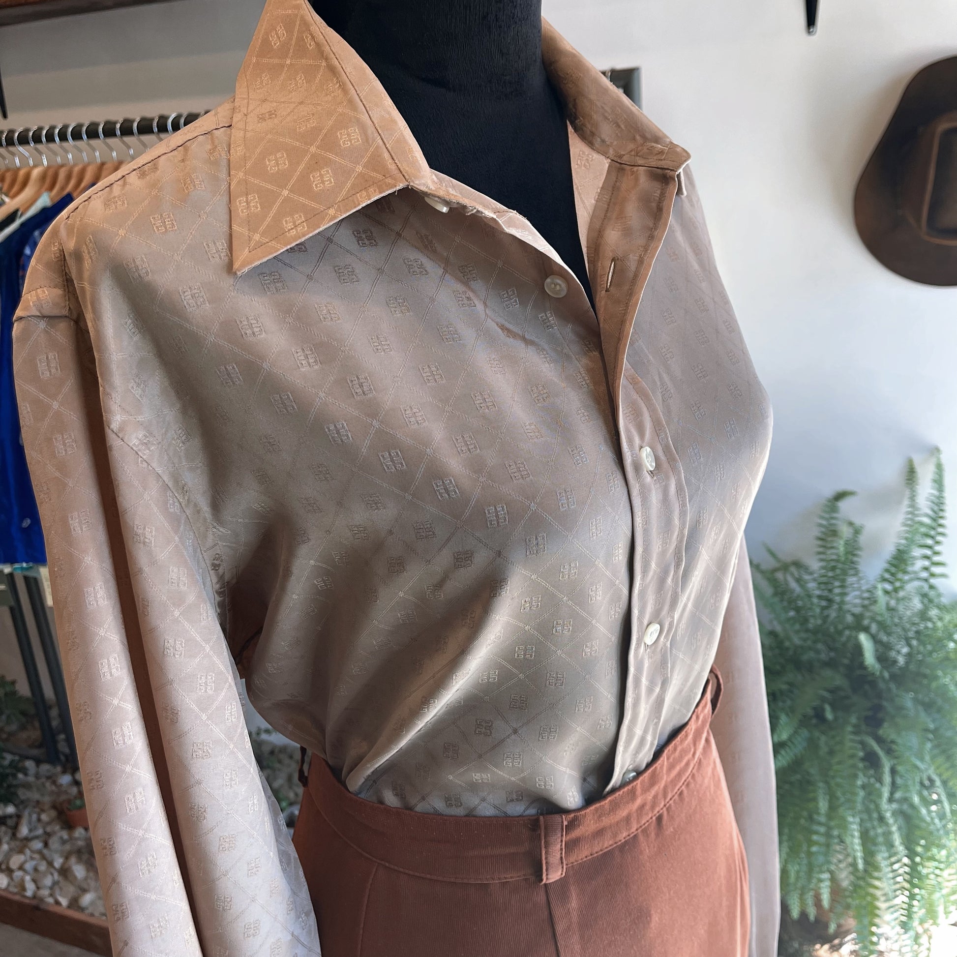 Vintage 80’s Givenchy Satin Logo Button-Up Long Sleeve Top - Your Vintage Neighbor