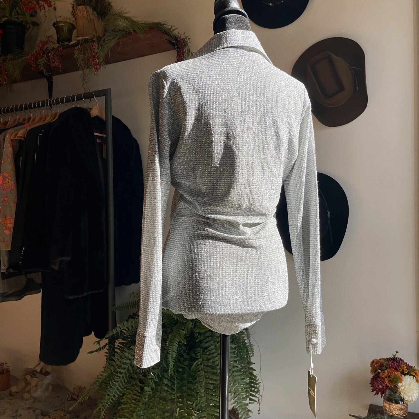 1970s Vintage Metallic Knit Bodysuit