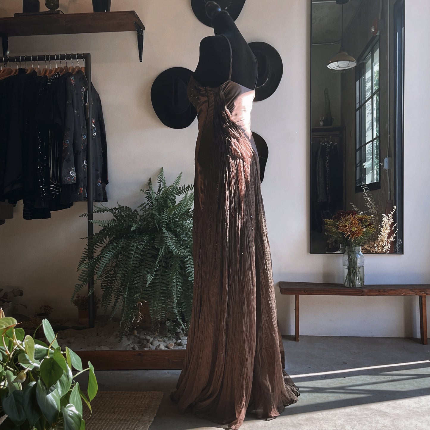 1990s Vintage Nina Austin Silk Beaded Gown